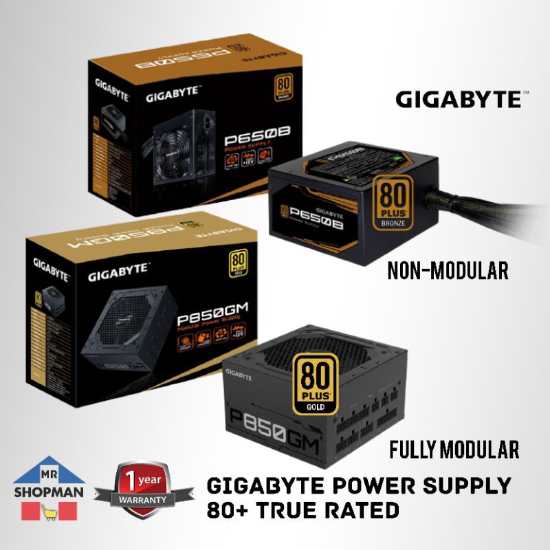 Gigabyte Fully Modular Gold /Non Modular Bronze 80+ 450w 550w 650w 750w
