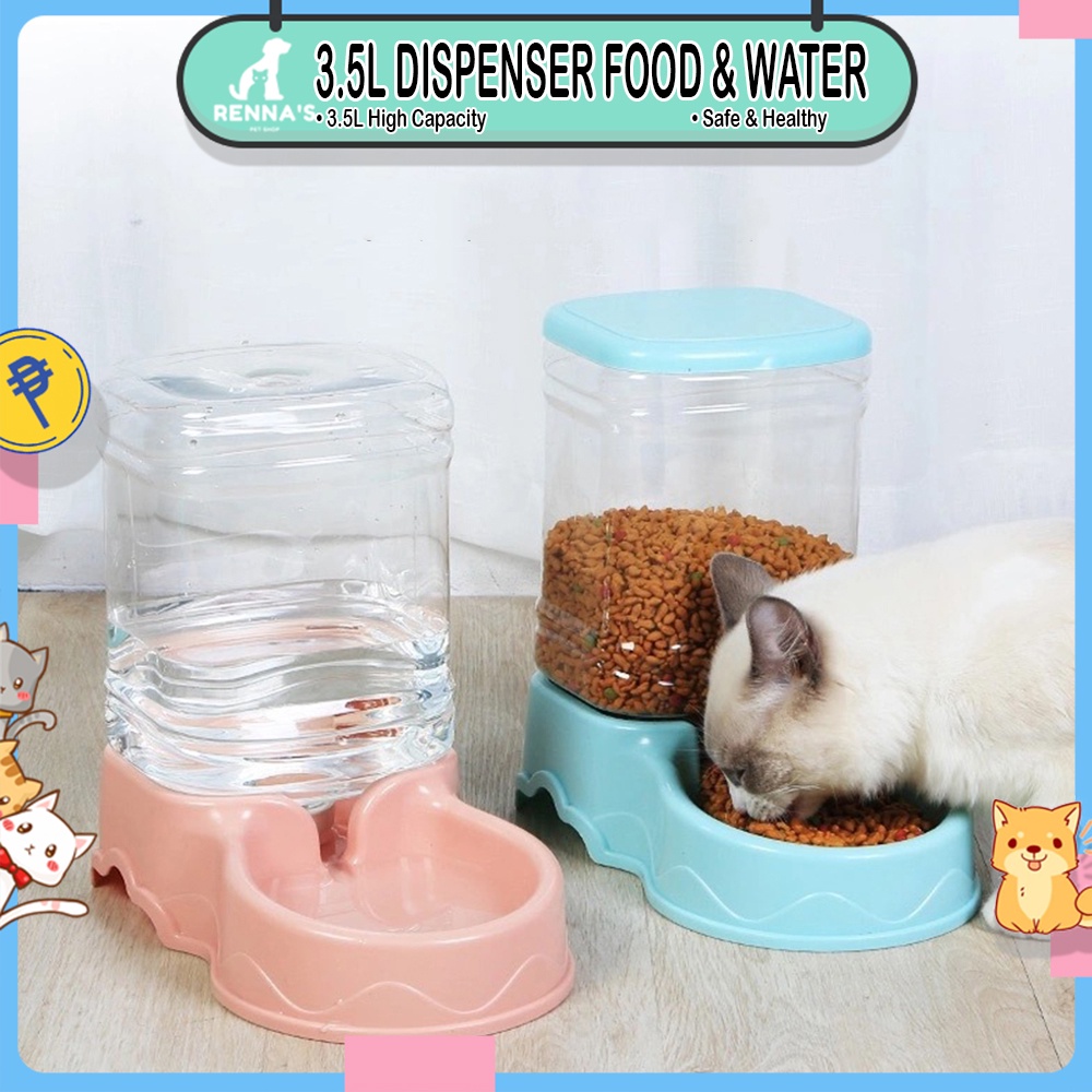 Renna's 3.5L Pet Dispenser Water Food Bowl Dog Food Dispenser Cat Food