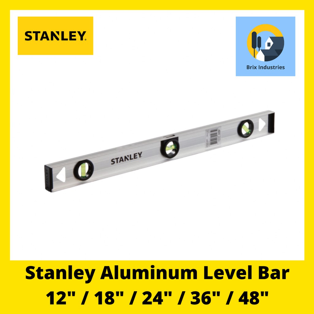 Stanley Aluminum Level Bar 12", 18", 24", 36", 48" Thrifty Levels Aluminum and Yellow Shopee
