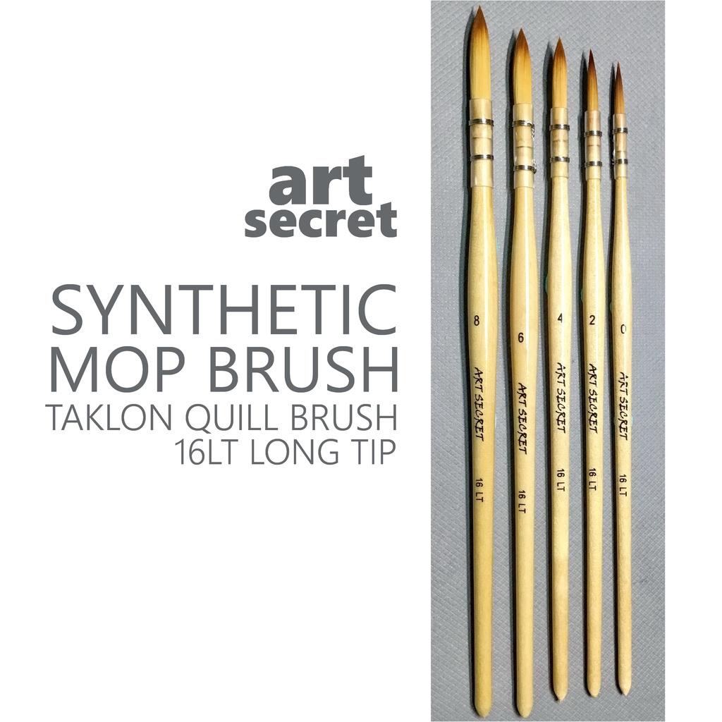 ART SECRET Watercolor MOP Brushes Long Tip/Synthetic Bristles Size 0
