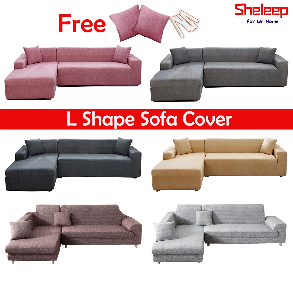 Sheleep (2PCS) L Shape Sofa Cover Stretchable L shape Sofa Cover Set