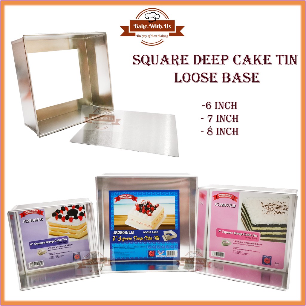 Aluminum Extra Deep Square Cake Tin Mold Loose Base(Deep 85mm)6/7/8/9