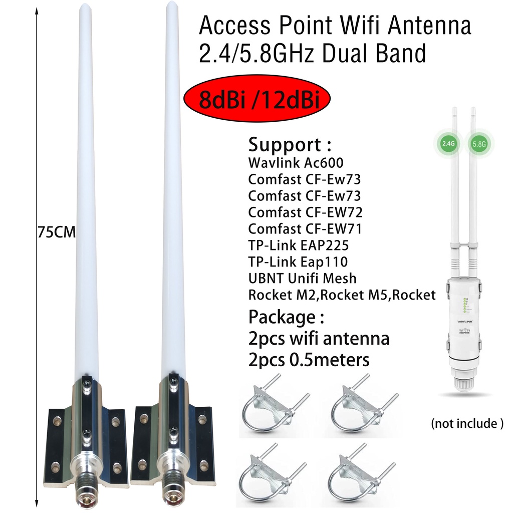 Piso Wifi AP Antenna 2.4G/5.8G 8dBi /12dBi Dual Band OmniDirectional