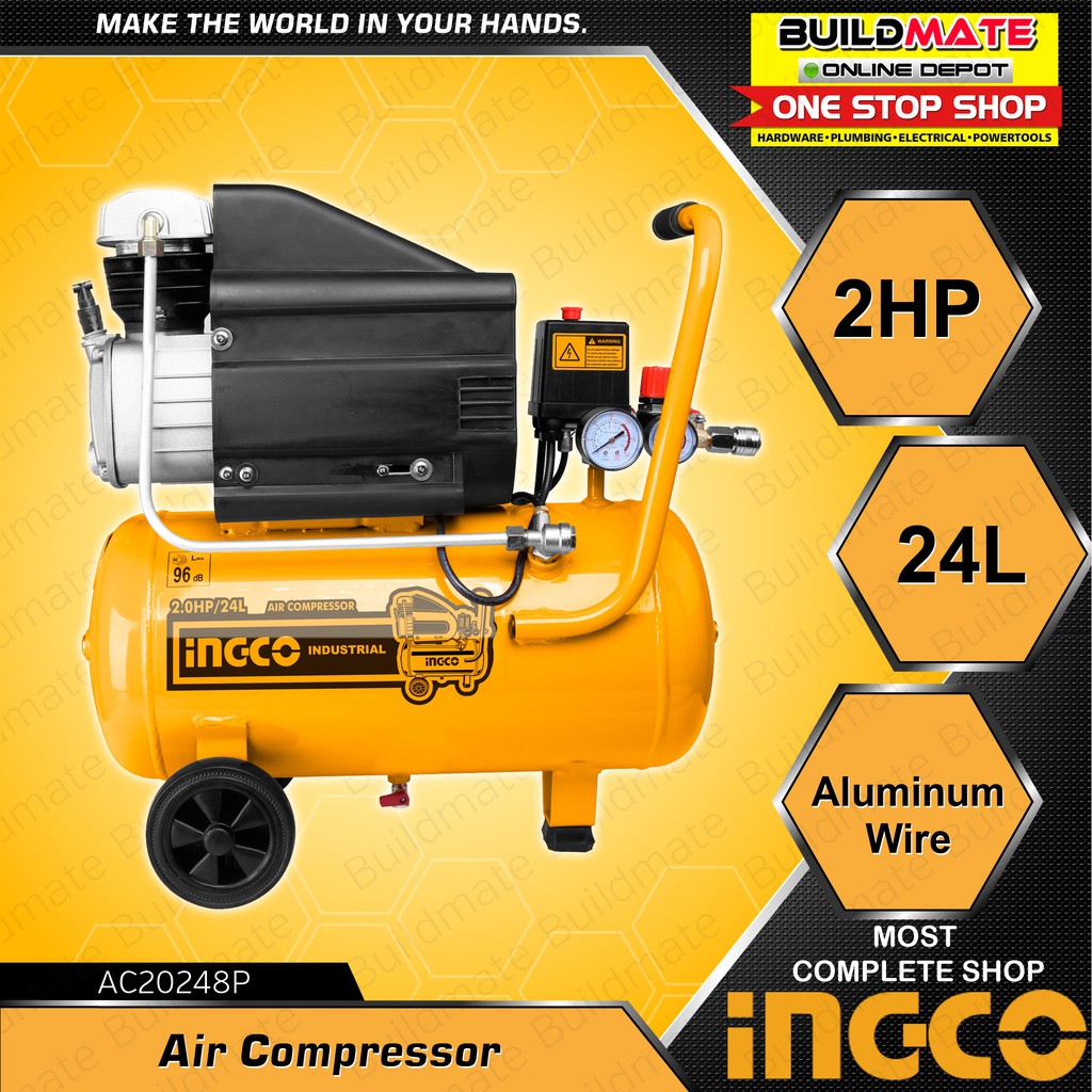 INGCO INDUSTRIAL 2HP Air Compressor Oil Free Tank Air Compressor