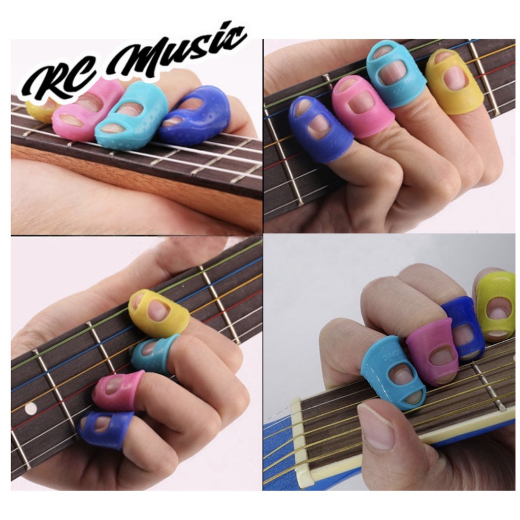 RC Music 4 Pcs/set Guitar Thumb Picks Finger Cap Protective Finger Cot
