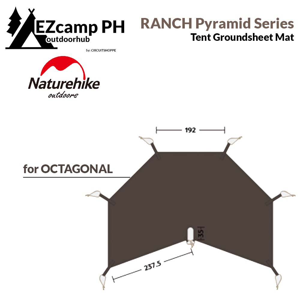 Naturehike Ranch Series Pyramid Tent Groundsheet Mat Ground Sheet Addon for Hexagonal or