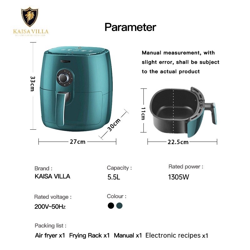 Kaisa Villa air fryer oven burger and fries fryer Deep Fryer air fyer