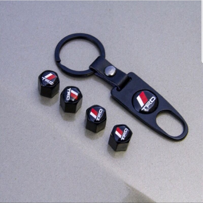 4pcs trd car tire valve cover with keychain fit for all standard cars e