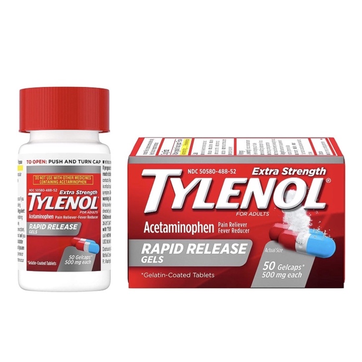 Tylenol Extra Strength Acetaminophen Rapid Release Gels for Pain & Fever, 50 Count Shopee