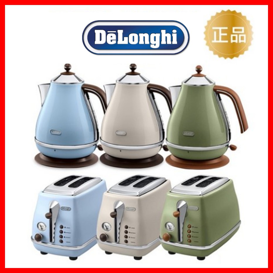 Delonghi Electric Kettle + PopUp Toaster, ICONA Vintage Collection