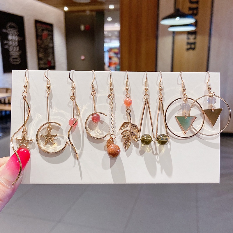 2024 Set 12 Pcs Korean Fashion Pearl Earrings Set Exquisite Stud