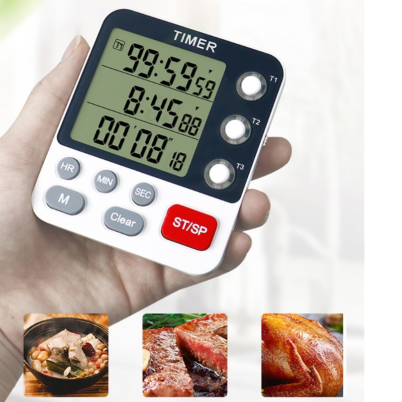 PCF* Digital Kitchen Timer with Memory Function 3 Channels Count UP