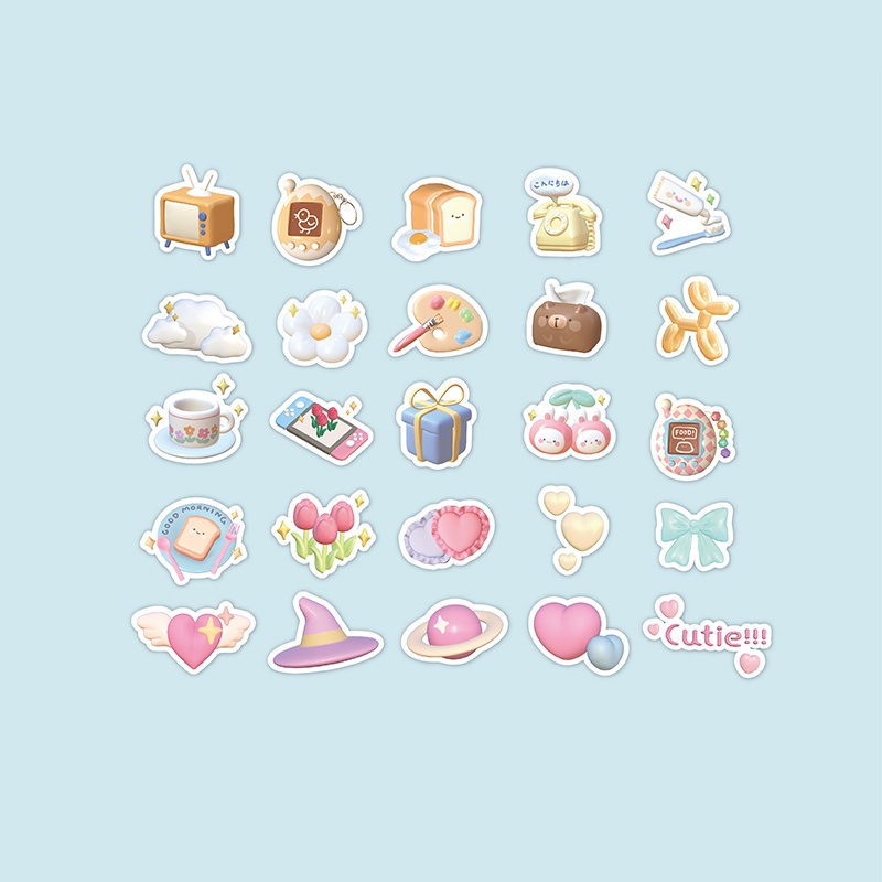 Flowertree 50 Pcs Marshmallow Animal Stickers Journal Scrapbook Decor