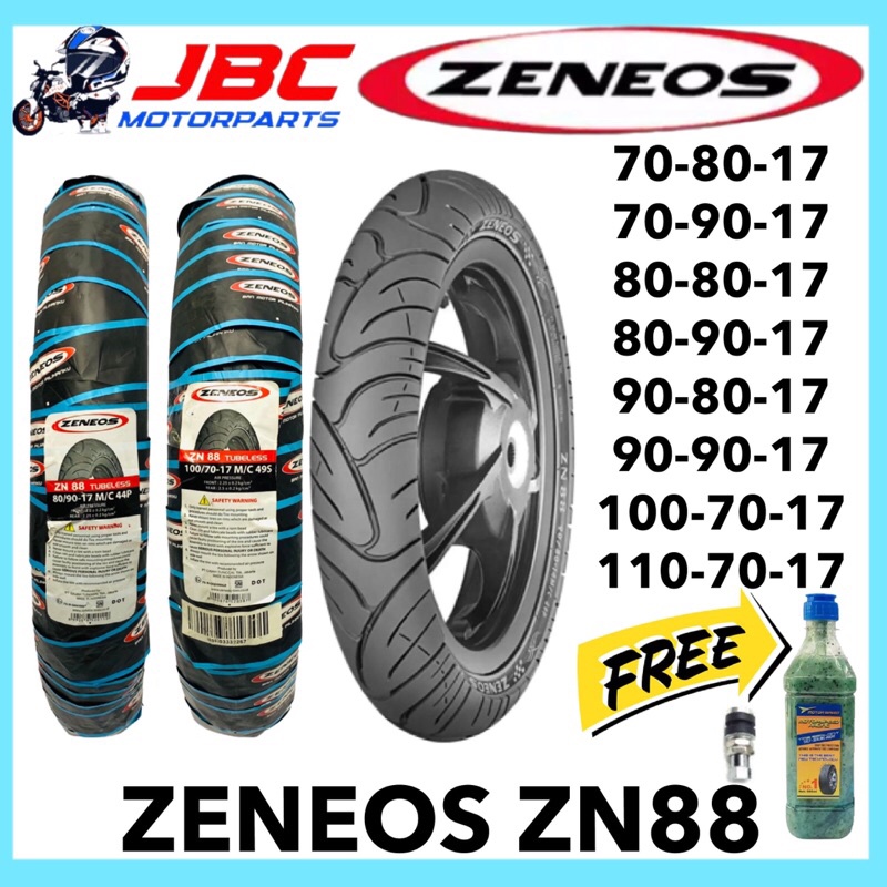Zeneos ZN88 Motorcycle Tire Gulong Tubeless Rim 17 Free Tire Sealant