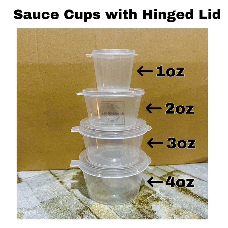 Sauce cups with Hinged Lid 1oz (30ml), 2oz (60ml), 30oz (90ml), 4oz