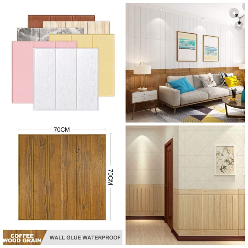 70x70cm Wood Grain Wall sticker PE foam 3D Brick stone wallpaper