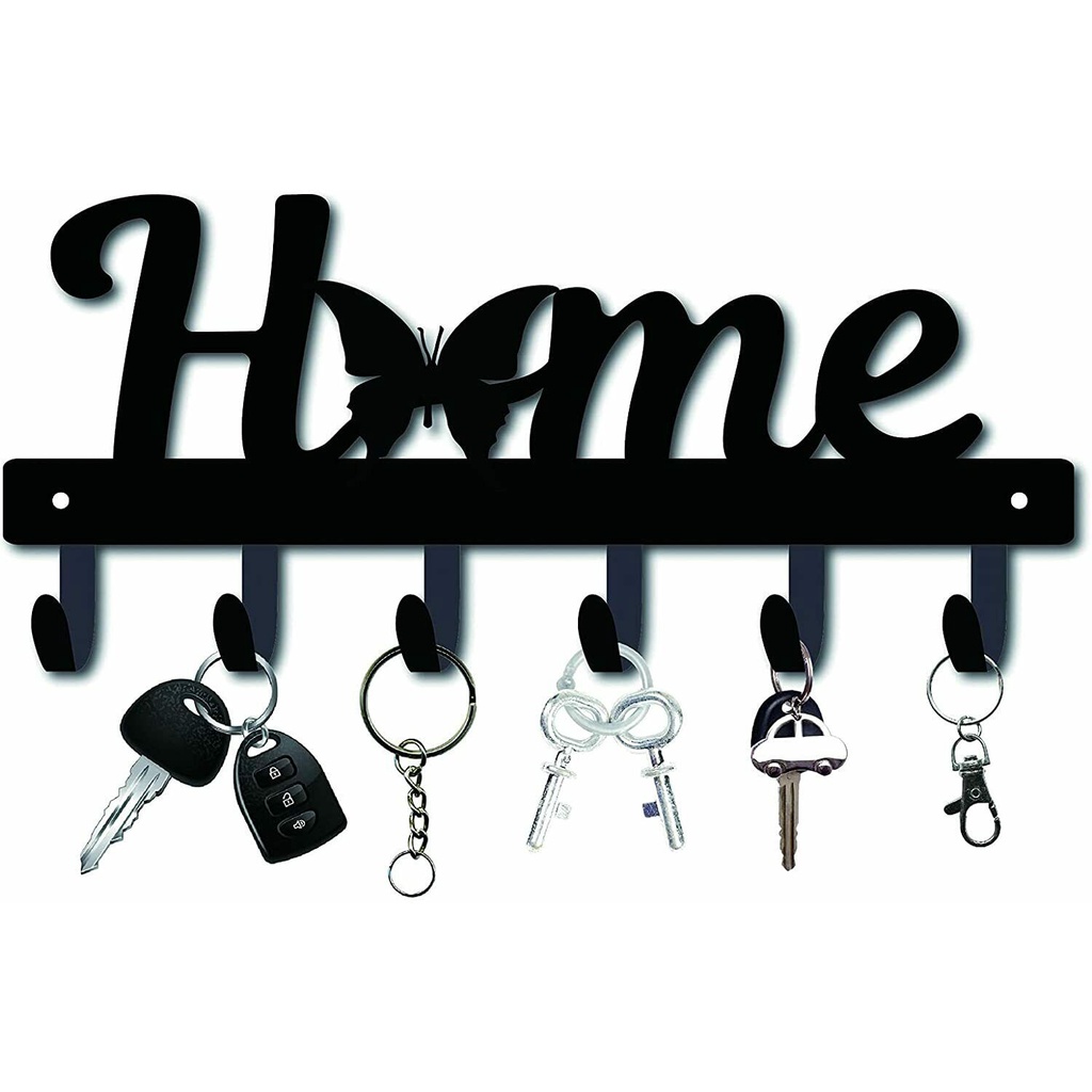 Home Metal Key Holder for Wall Decor 6 Hooks Wall Mounted Key Rack Wall