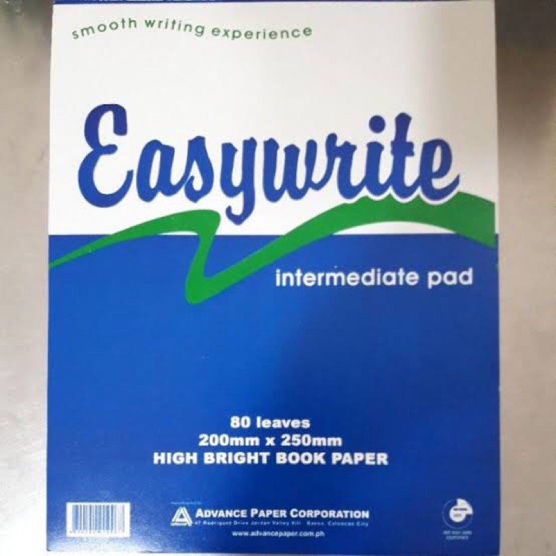 EASYWRITE ONE WHOLE INTERMEDIATE PAD PAPER Shopee Philippines