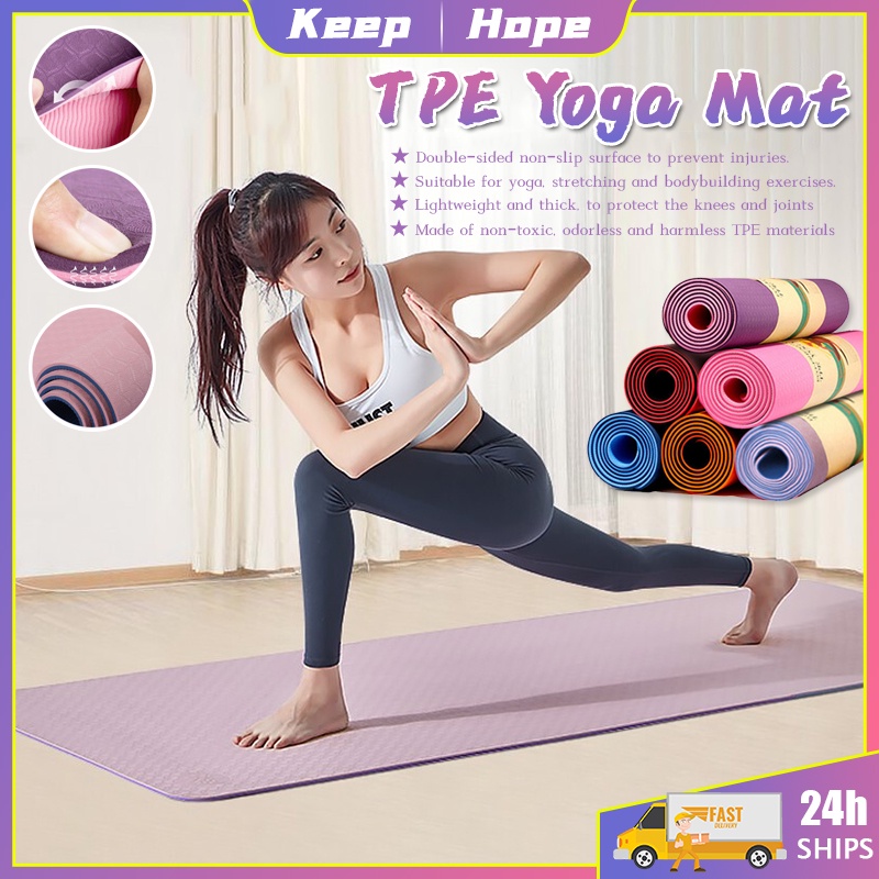 TPE Yoga Mat 6mm Anti Slip Exercise Mat workout mat for Women & Men