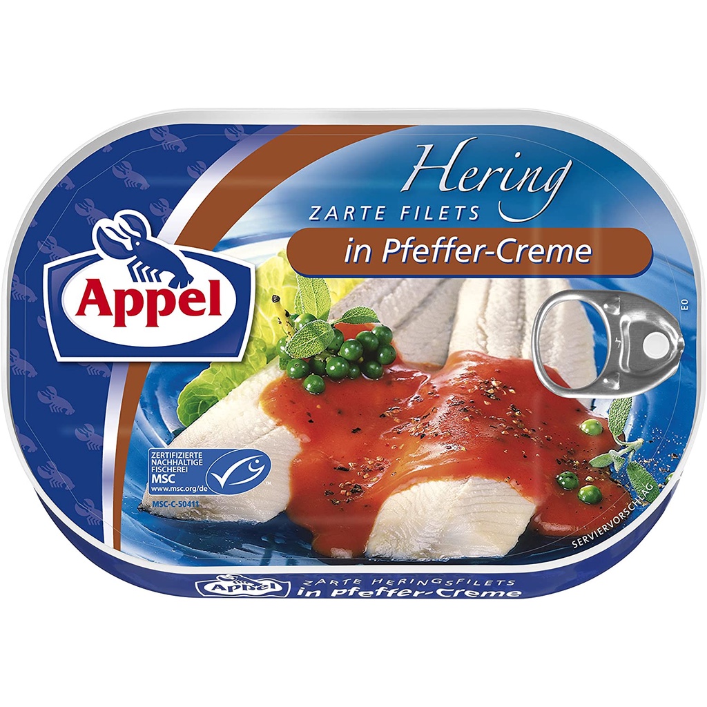 Appel Hering Zarte Filets in PfefferCreme/ Tender Herring Fillets in