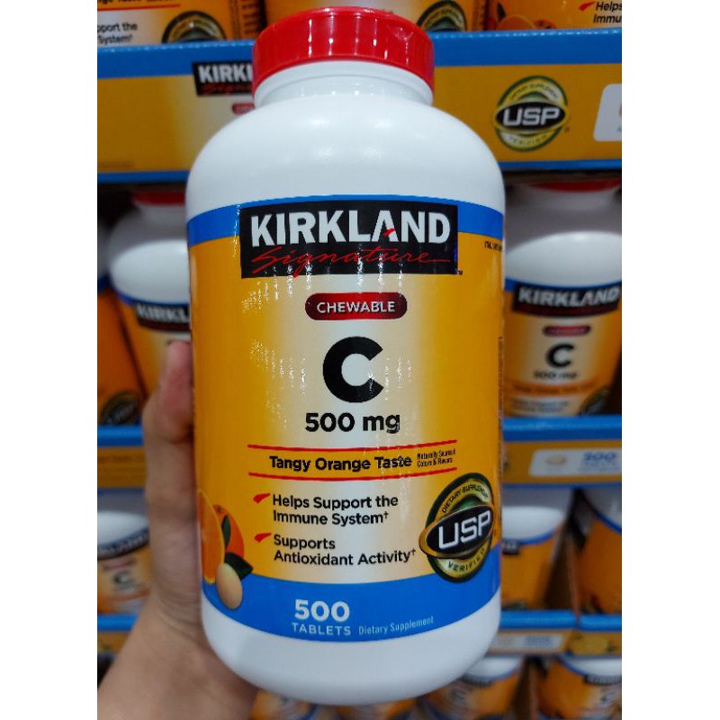 Kirkland Signature Chewable Vitamin C 500 Mg Tangy Orange Taste 500