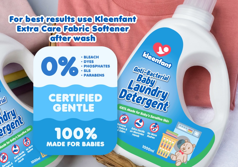 Kleenfant Antibacterial Baby Laundry Wash (1 Liter) Liquid Detergent