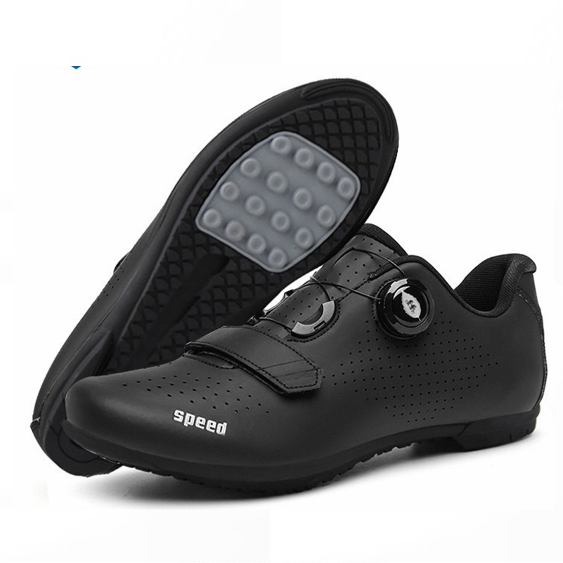 COD Black Cycling Shoes Non Cleats Men Roadbike Non Locking Bike Shoes