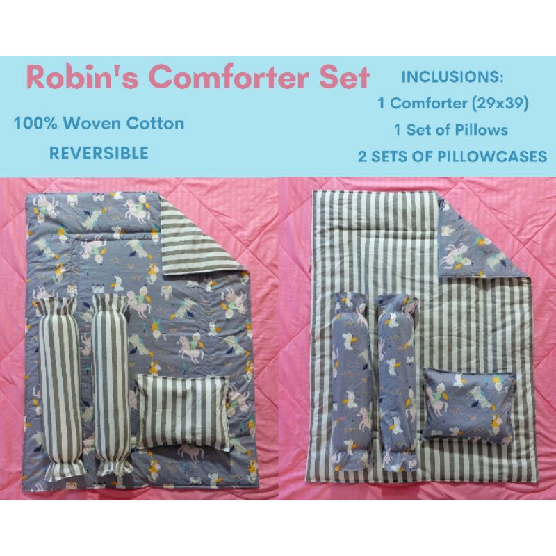 REVERSIBLE 7 in 1 Baby Comforter Set/ Baby Beddings (Robin's Comfy Set