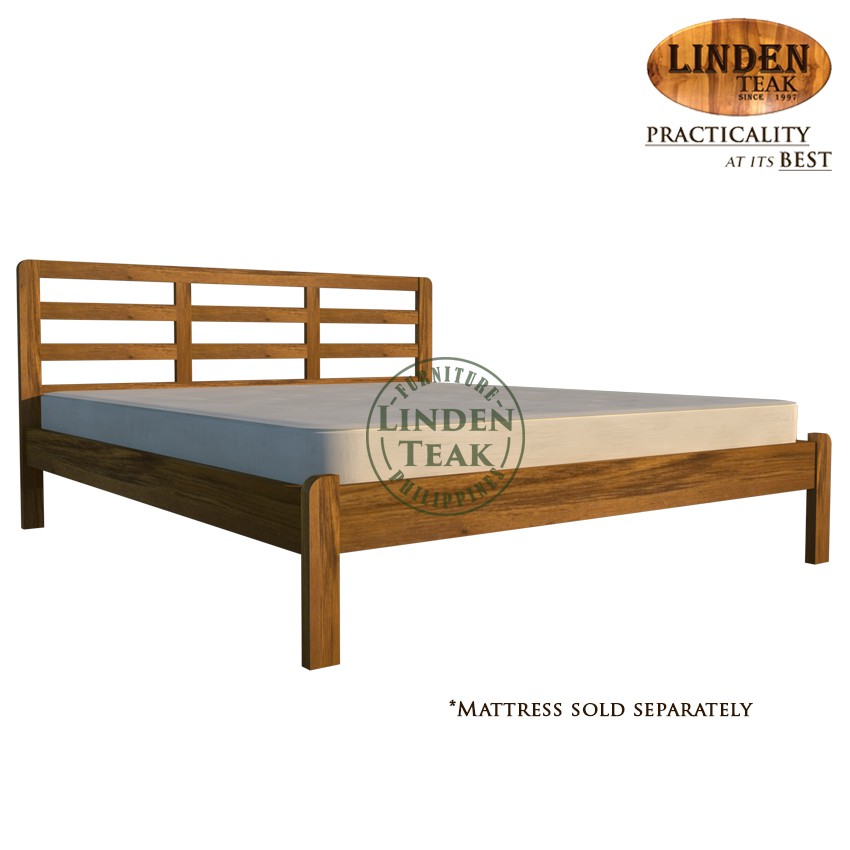 Handcrafted Solid Teak Wood Simple Bed Frame King Size Furniture (NOR