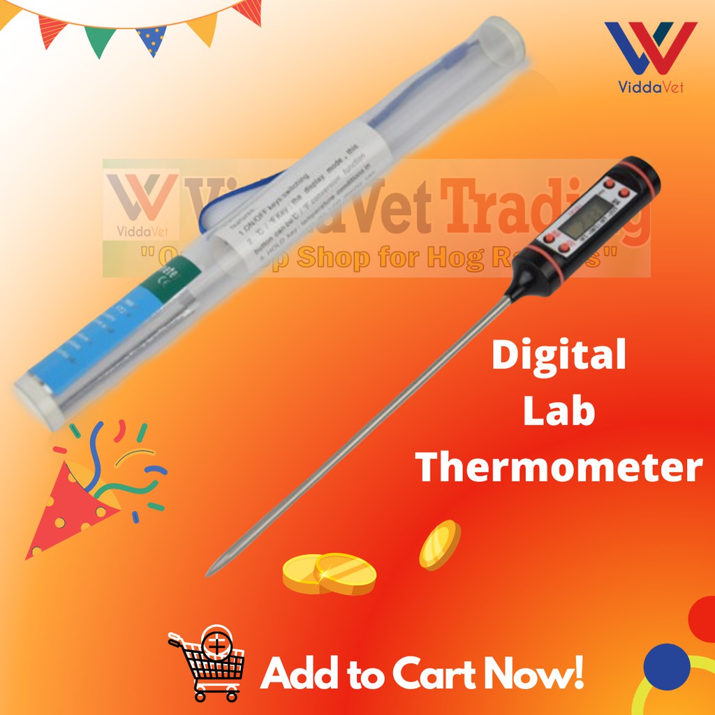 Digital Lab Thermometer Instrument Thermostat for Pig Stainless Steel