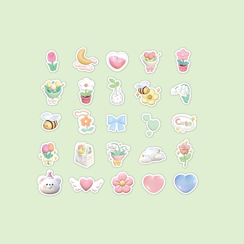 Flowertree 50 Pcs Marshmallow Animal Stickers Journal Scrapbook Decor