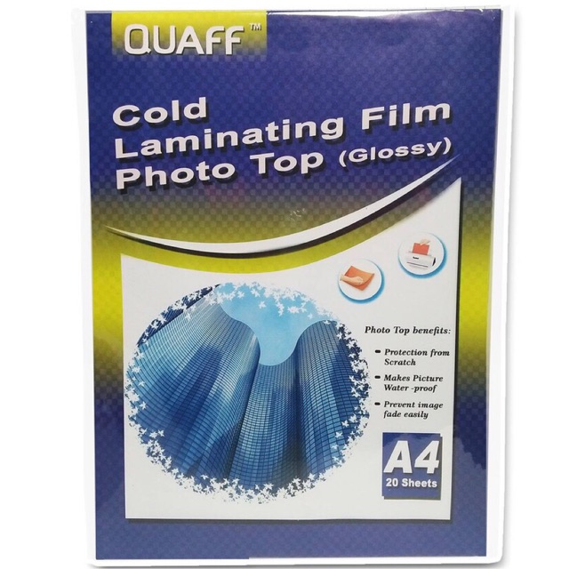 QUAFF Photo Top Cold Laminating Film A4 size 20sheets (Glossy) Shopee