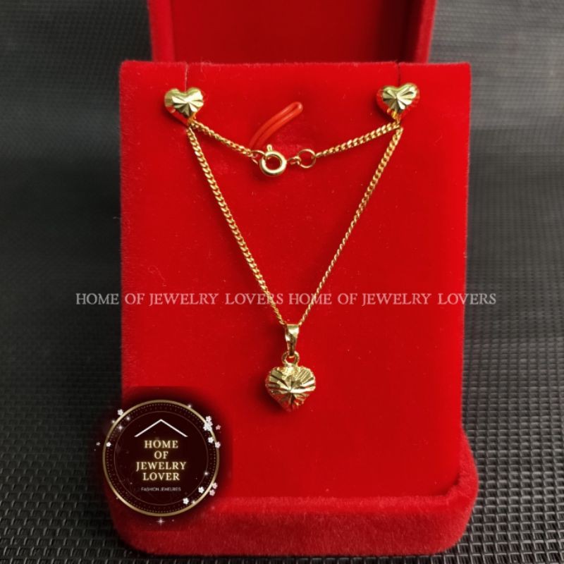 10k gold heart necklace and earrings set Shopee Philippines