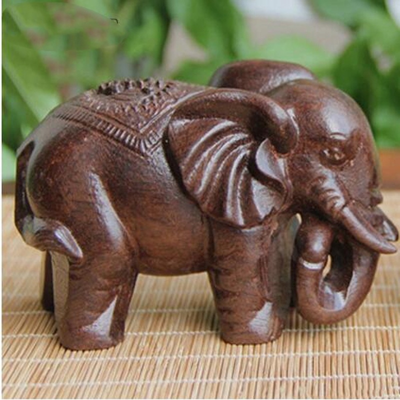 Home Decoration Elephant Craft Mini Animals Statue Wooden Ornaments