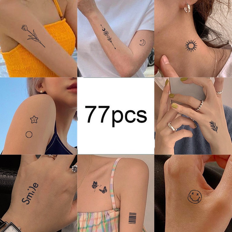 77pcs SemiPermanent Tattoo Stickers Waterproof NonReflective Anti