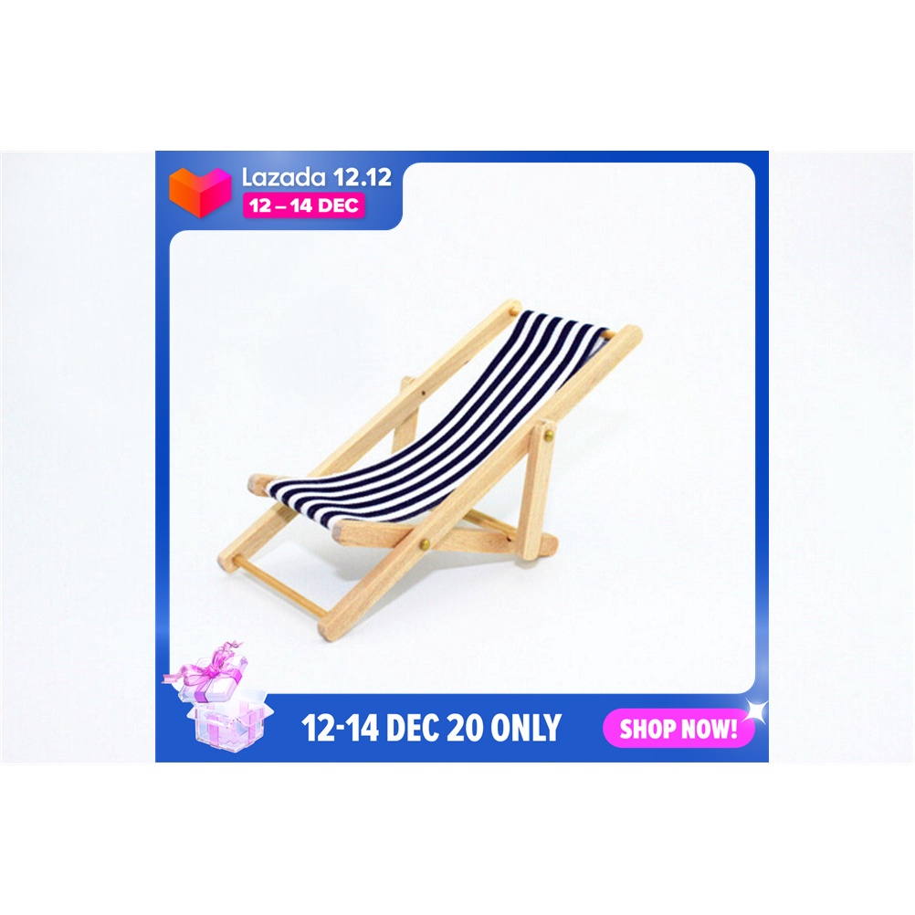 CHUNCHEN High Quality 112 Scale Foldable Wooden Deckchair Lounge Beach