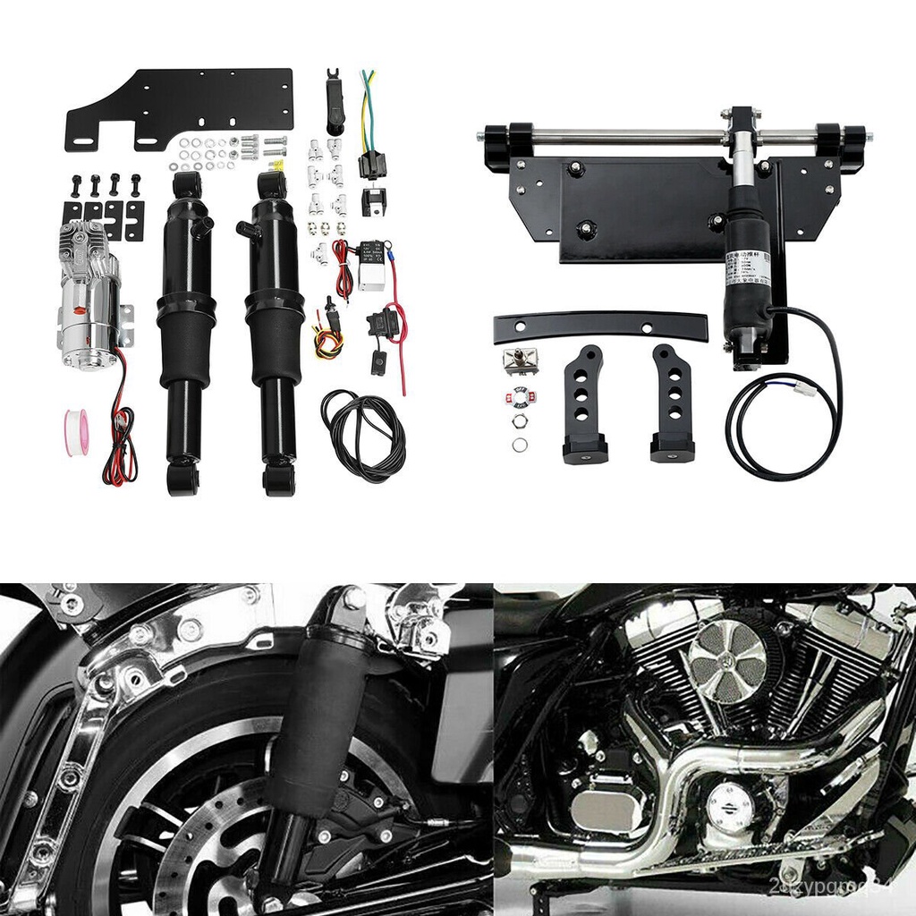 Motorcycle Rear Air Ride Suspension Electric Center Stand For Harley