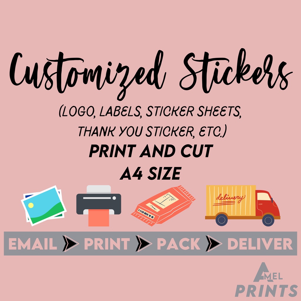 A4 Customized Sticker Labels Logo Print and Cut Per Sheet Logo