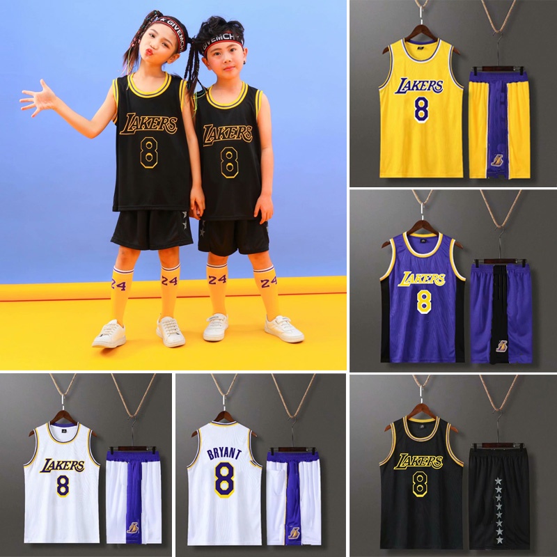 NBA Los Angeles Lakers No.8 Kobe Bryant Kids Basketball Jersey Set High