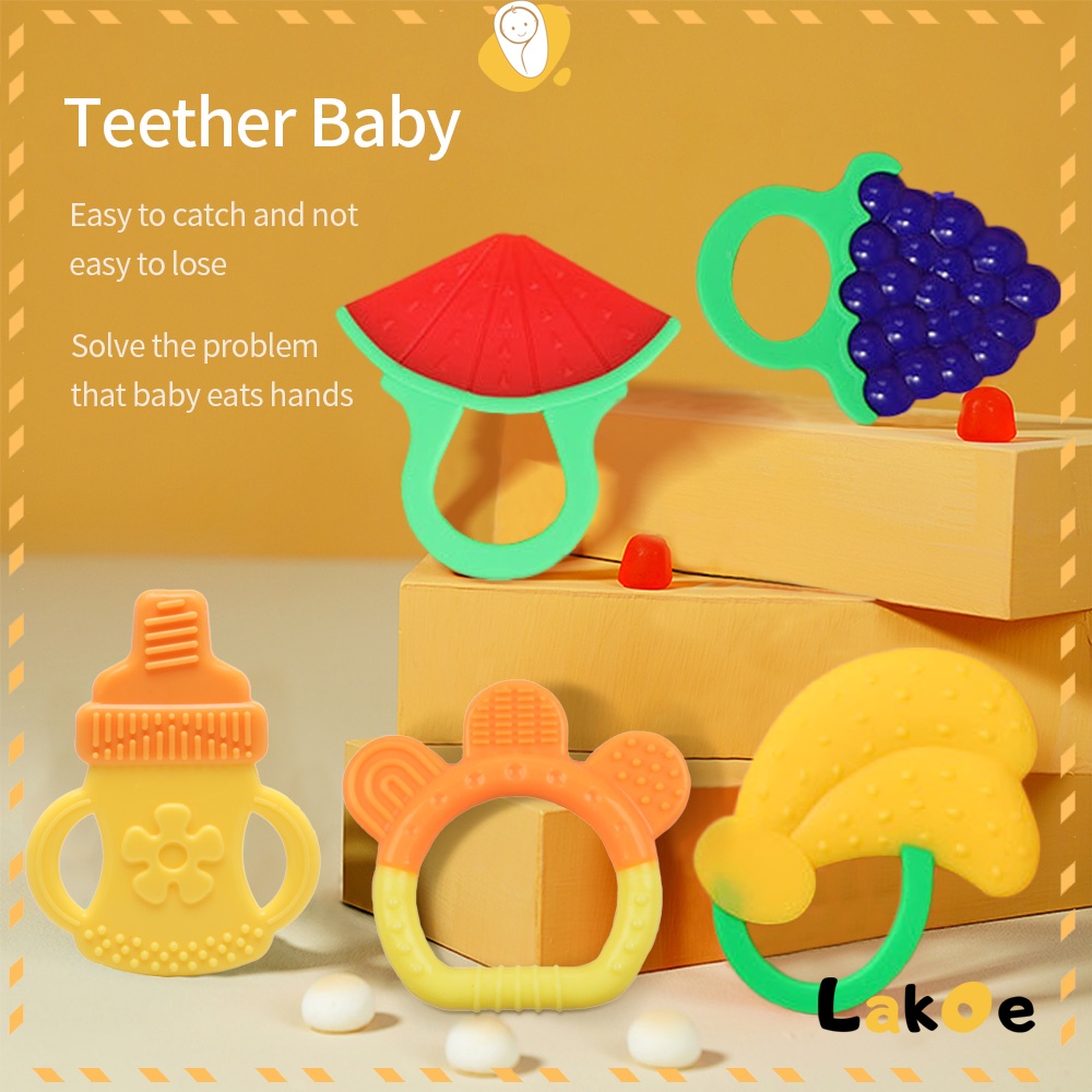 【COD】Lakoe Fruit shape teether for baby soft silicone BPA free infant