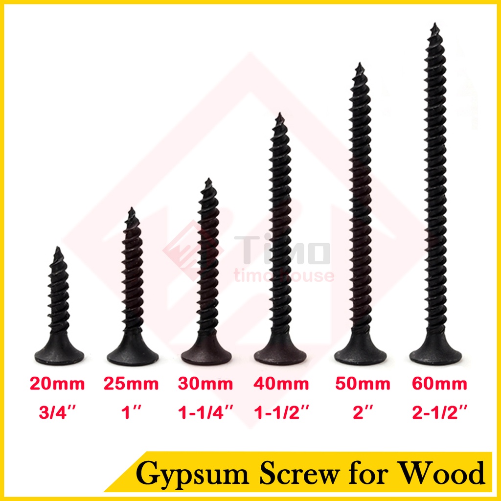 (100pcs) Gypsum Screw Black screw for wood for metal 6x3/4,1,11/4,11