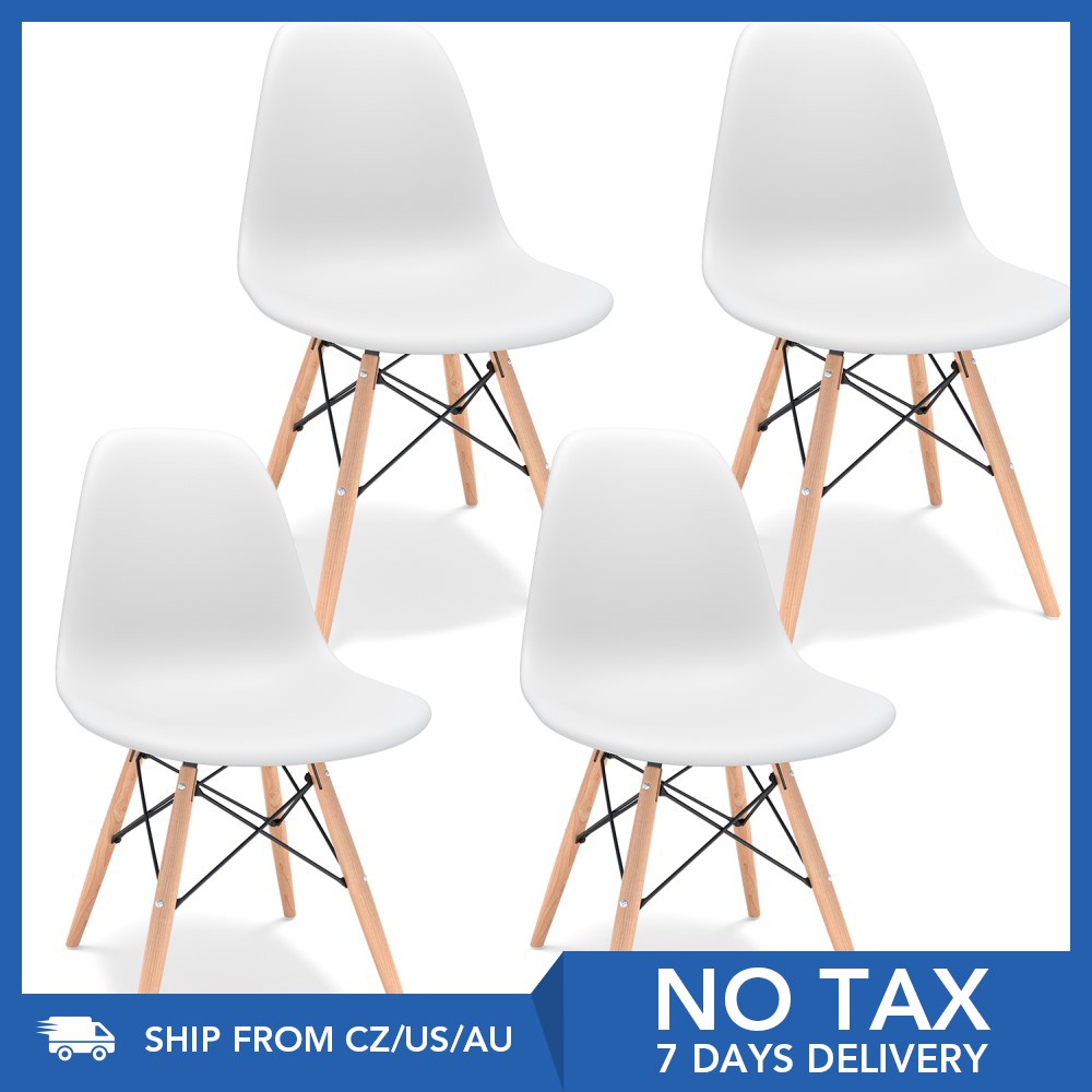 4Pcs Modern Style Dining Chairs with Beech Wood Legs Lounge Chairs