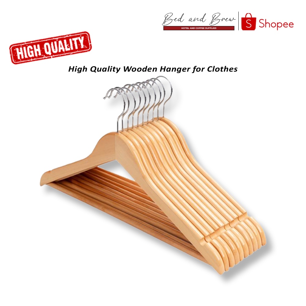 (On hand) High Quality Wooden Hanger for Clothes Natural Solid Wooden