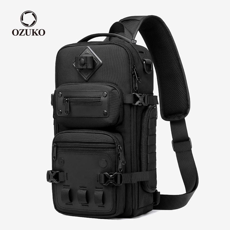 OZUKO Large Capacity Waterproof Men Chest Bag Outdoor Sports Shoulder