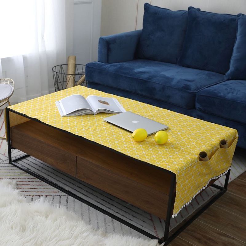 Checkerboard Leaf Cotton Linen Coffee Table Dust Cover Home Oven Top