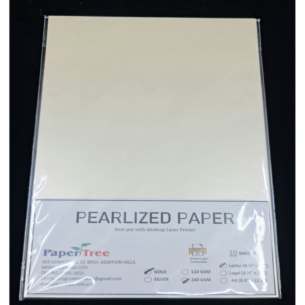 Gold Pearlized Paperboard 110gsm & 240 gsm Shopee Philippines