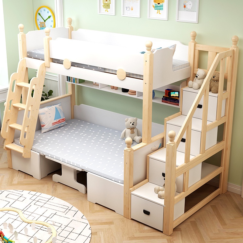 Solid Wood Children's Bunk Bed Ladder Sliding Ladder Bed Bunk