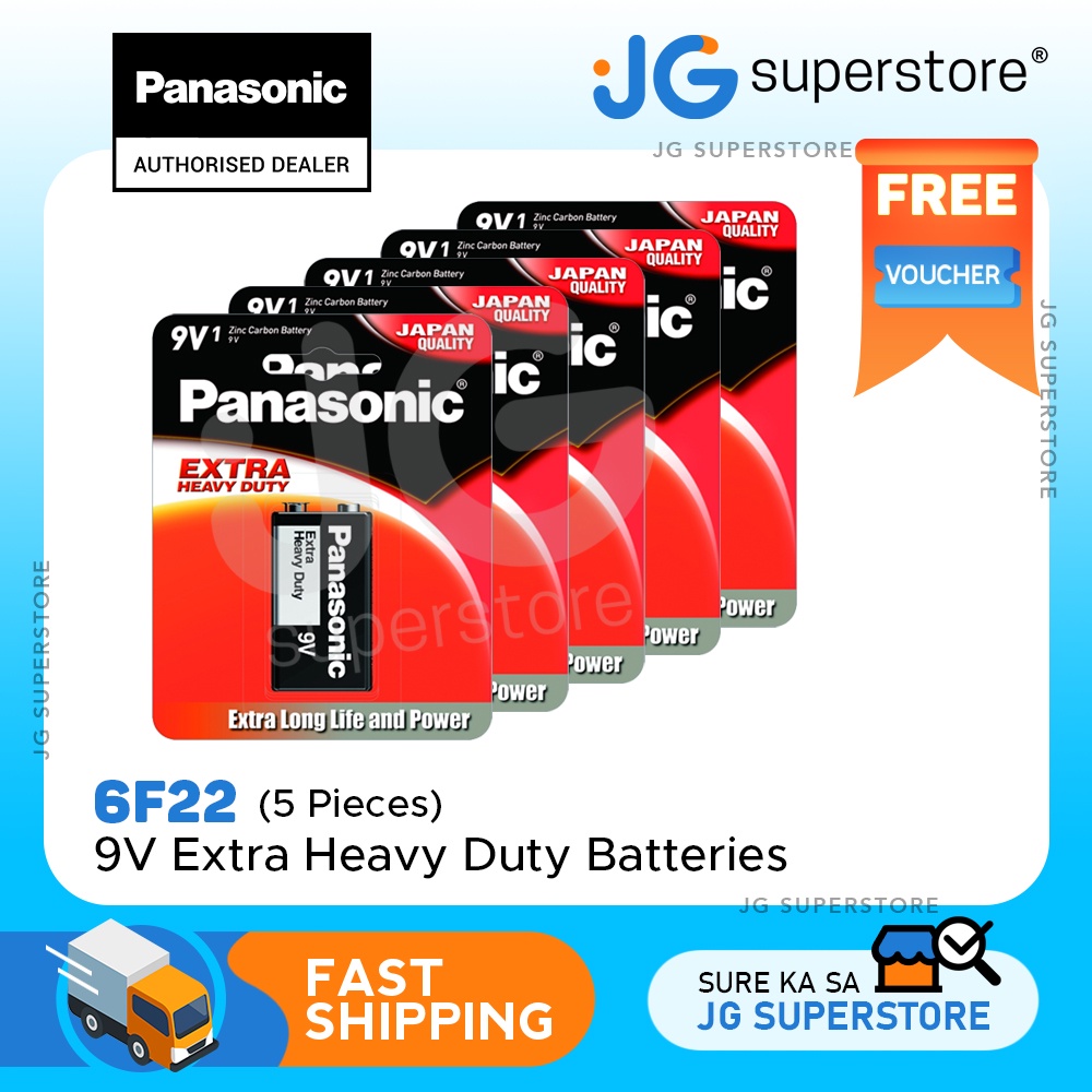 Panasonic 6F22NPT/1B Extra Heavy Duty 9V 6F22 Battery 9V (PACK OF 5