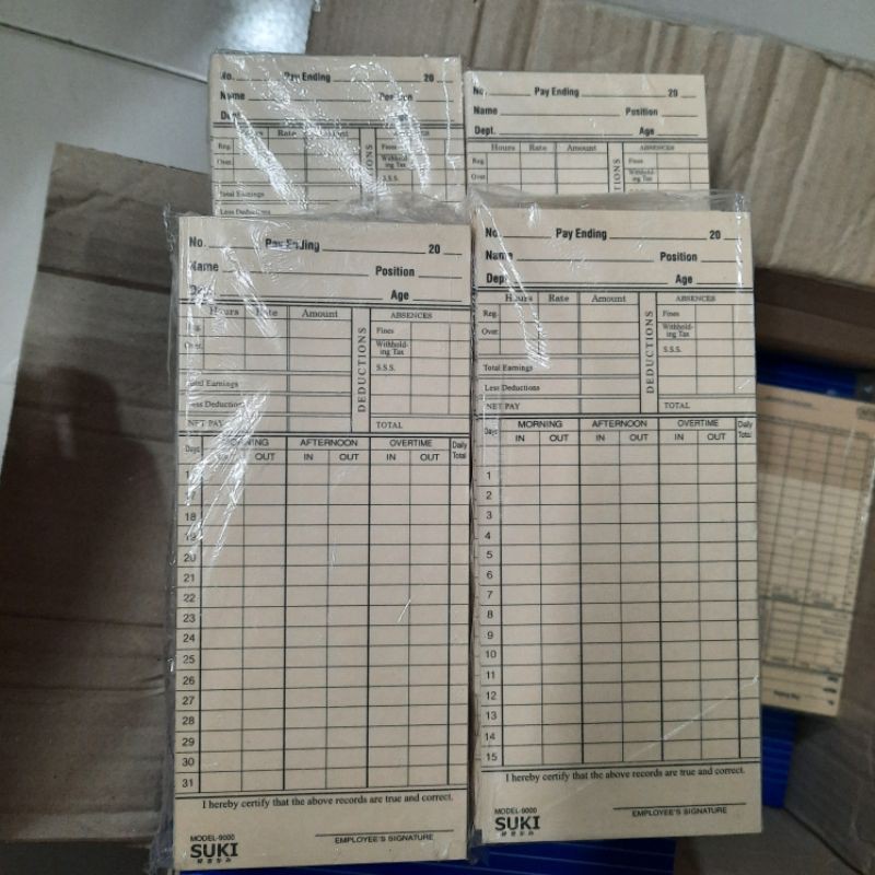 Daily Record Time Card Model 9000 for Takara, Amano Bundy Clock (100pcs