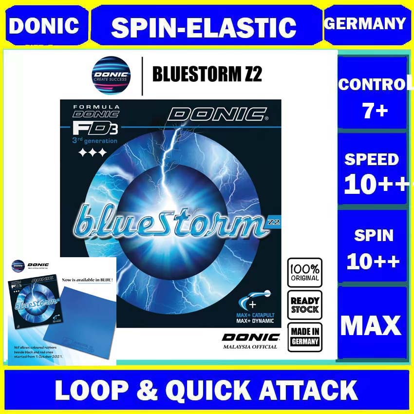 DONIC Bluestorm Z2 Rubber Made in Germany ITTF Approved Table Tennis
